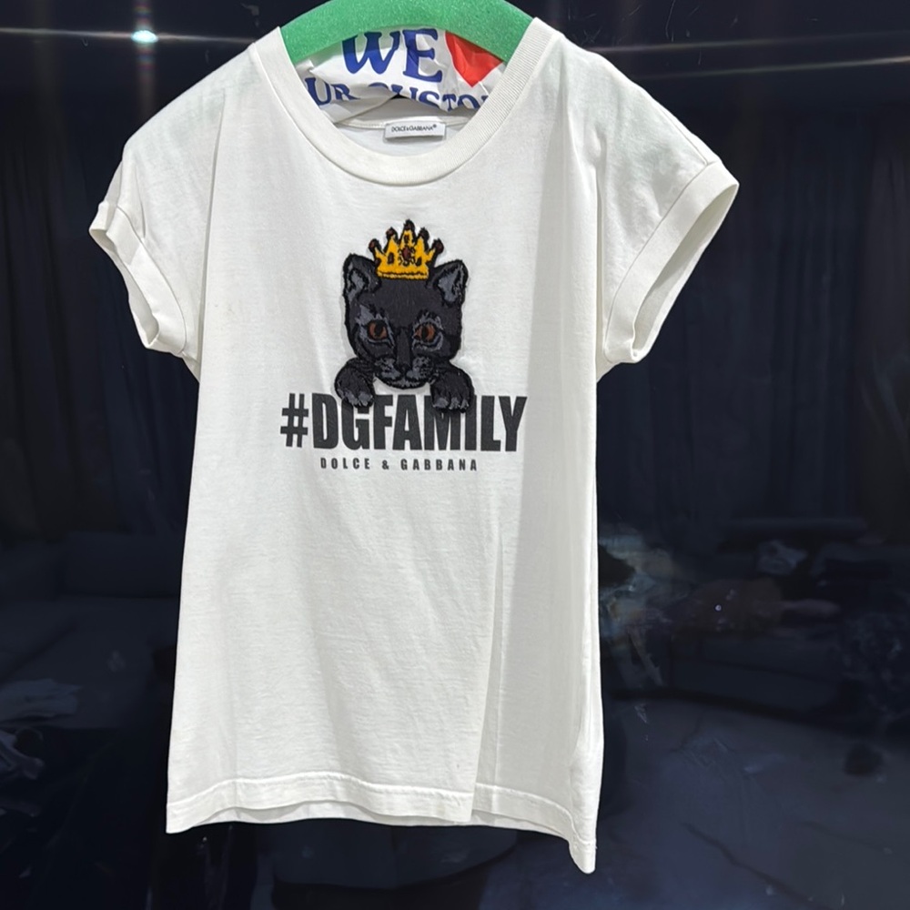 Dolce & Gabbana White Short Sleeve Tee with Crown Graphic